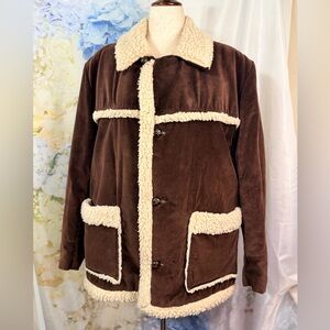 Van Cott Men's 80’s VTG Brown Shearling-Lined Western Ranch Jacket size 46
